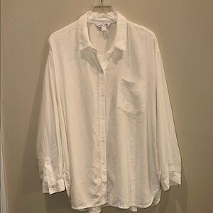 Old Navy White Linen Blend Boyfriend Shirt s s XL
